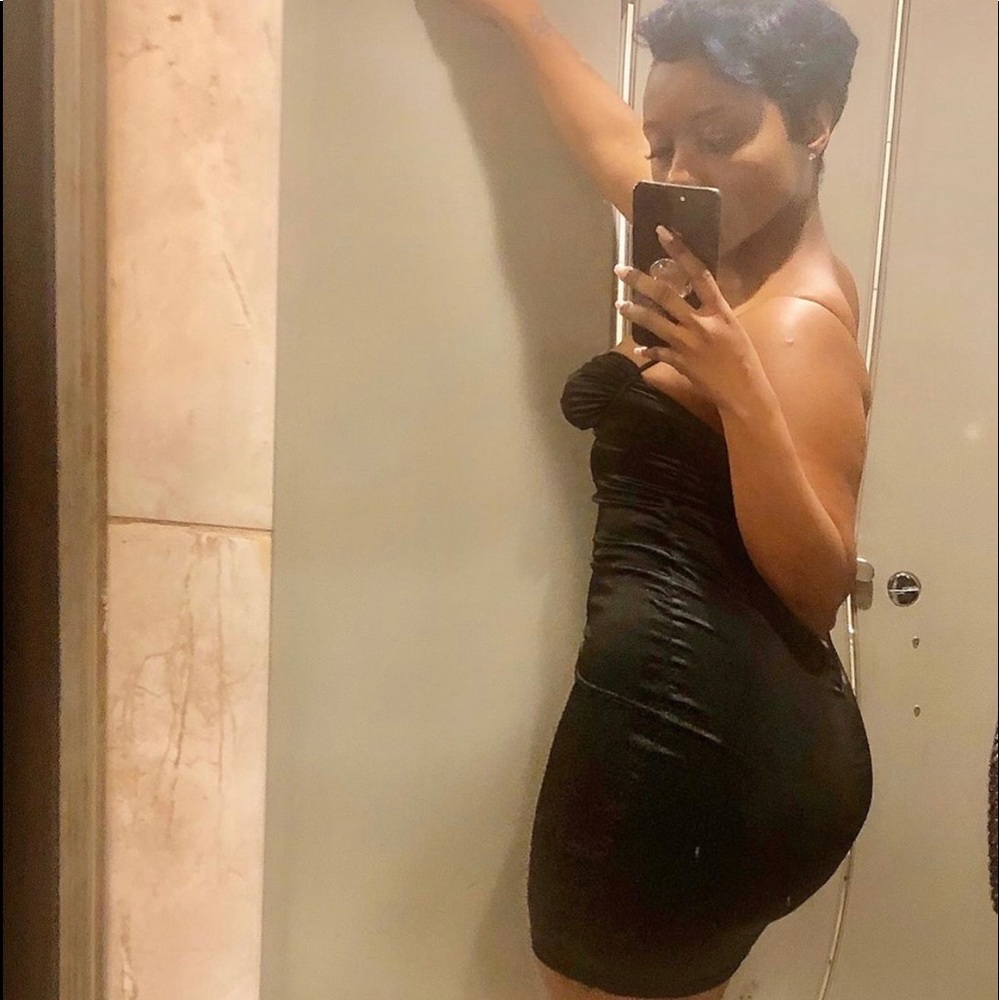 Black  Spaghetti Strap Satin Dress